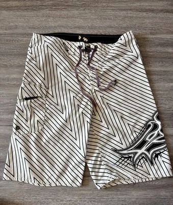 Fox Racing Board Shorts Natación Surf Hombres 31 Blanco/Negro Rayas Foto 1 de 4
