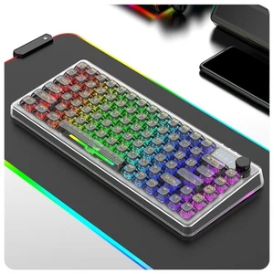 Gasket Mount Mechanical Gaming Keyboard With Transparent Keycaps Hot Swapp AM - Afbeelding 1 van 24