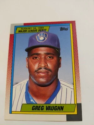 GREG VAUGHN 1990 Topps Debut 1989 ROOKIE RC #128 Brewers FREE SHIP! - Image 1 of 2