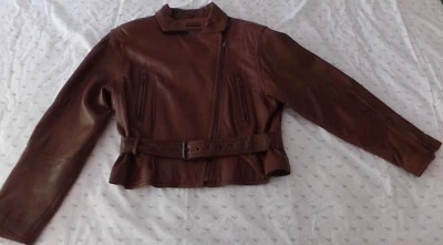 Adler Lambskin Leather Asymmetric Bomber Buttery-Soft Chocolate Brown S Jacket - Image 1 of 4