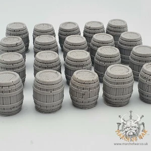 20 Wooden barrels, Resin, warhammer compatible, gloomhaven, tabletop wargaming - Picture 1 of 4