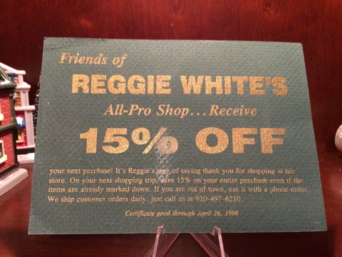 Reggie White Pro Shop post card GREEN BAY WISCONSIN PACKERS From 1998 Cover