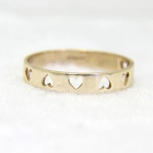 Anillo de oro perforado con corazón banda apilable talla 7 - N 1/2 - Imagen 1 de 7