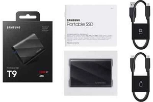 Samsung - T9 Portable SSD 4TB, Up to 2,000MB/s, USB 3.2 Gen2 - Black - Photo 1/2