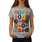 Wellcoda Robot Cute Pattern Geek Womens T-shirt, Color Casual Design Printed Tee