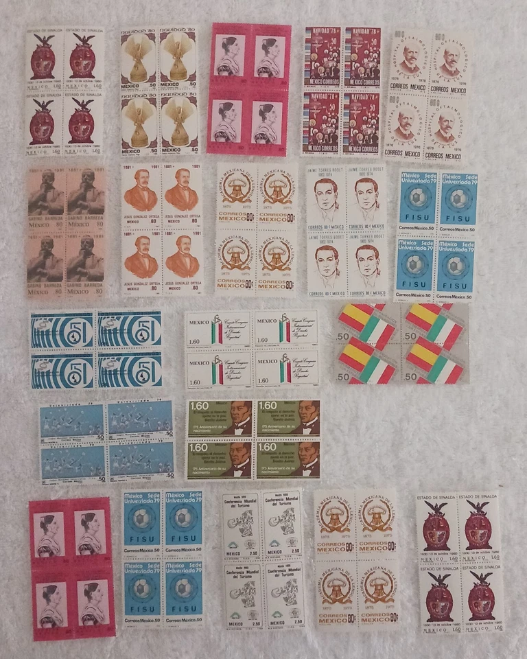MEXICO - 1975 -1981 - LOT  OF 20 BLOCKS OF 4 STAMPS - MNH - #M27 - Изображение 1 из 1