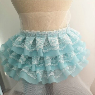 3 Layers Lace Ruffle Trim Pleated Ribbon Edging Sewing Craft 4.33'' Width DIY 1M - Image 1 of 4