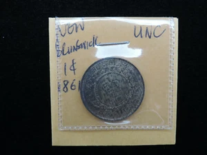 1861 1 Cent Coin Canada Victoria New Brunswick MS-60 Br Grade - Picture 1 of 12