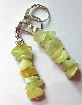 Brinco gota LEMON JASPER CHIPS GEMSTONE SP LEVERBACK artesanal WPLJ18 - Imagem 1 de 4