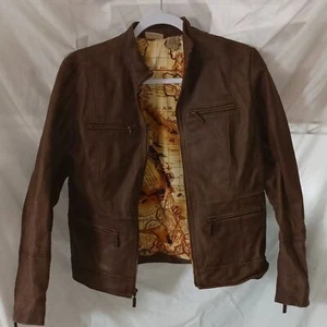 Grob behauene Leder Motorradjacke Gr. SM - Bild 1 von 6