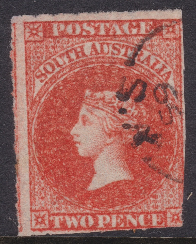 c.1858 Series SA South Australia 2d QV Orange Sideface REF: SA2O22 - Imagem 1 de 1