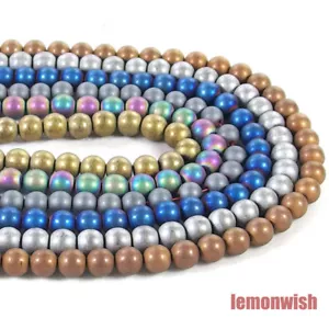 Cuentas espaciadoras redondas de piedras preciosas de hematita mate 16"" 4 mm 6 mm 8 mm 10 mm joyería hágalo usted mismo - Imagen 1 de 7