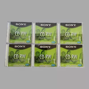 NEW Lot of 6 Sony CD-RW 700 MB 80 Min Rewritable Blank Discs Up To 4X Speed - Picture 1 of 5