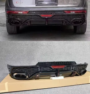 LED Gloss Black Rear Bumper Diffuser Lip Spoiler Fits Audi Q5 SQ5 2018-2024 SUV - Picture 1 of 12