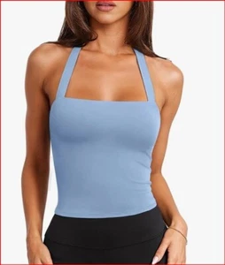 Cute Baby Blue Halter Top with Built in Bra - M - NTW - Picture 1 of 4