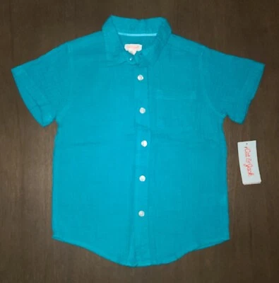NEW BOYS CAT & JACK GAUZE BUTTON UP SHIRT SIZE XS 4-5  - Image 1 of 4
