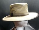 B.C. Hats Canvas Mesh Leather trim Hat Made In Australia Tan Bush Outback Sun S