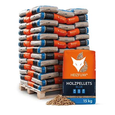 HEIZFUXX® Holzpellets 6mm ENplusA1 Heizpellets | 65x15kg Sackware 975kg Palette - Bild 1 von 4