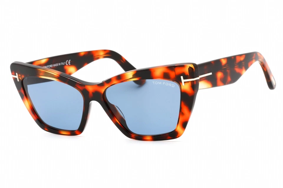 Tom Ford FT 0871 Wyatt 55v Shiny Vintage Havana/blue Women's Sunglasses