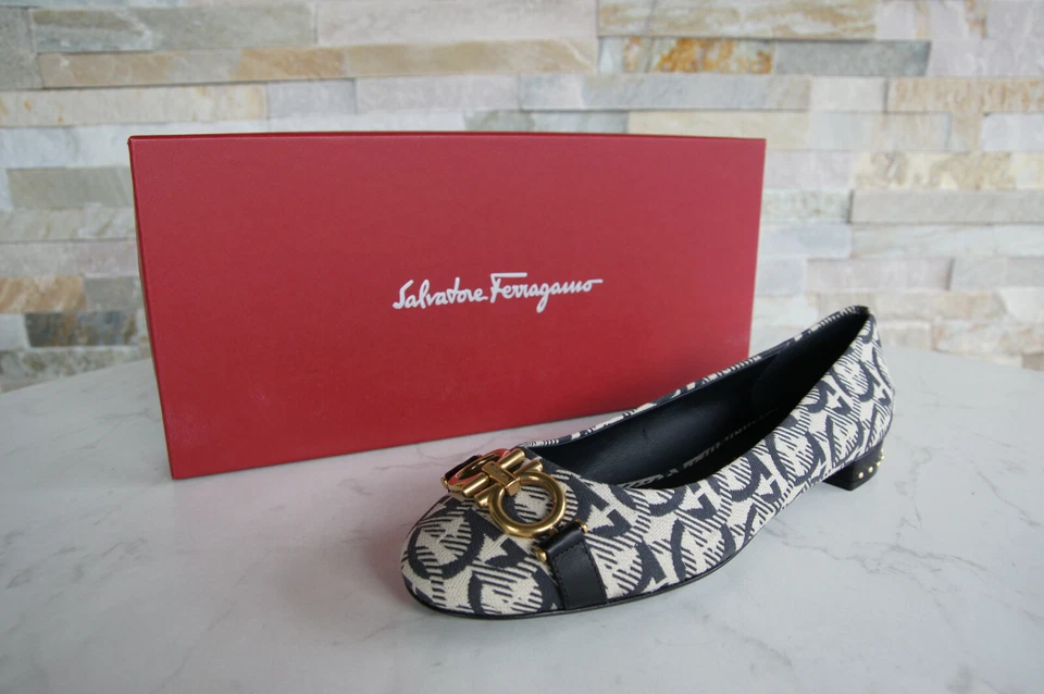 Salvatore Ferragamo 5,5 36 Bailarinas Mocasines Zapatos Garda Nuevo Antiguo - Imagen 1 de 4
