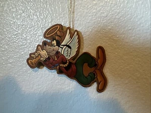 "Adorno de Navidad vintage Grolier Disney Goofy Angel madera doble cara 6""" - Imagen 1 de 3