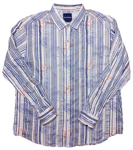 TOMMY BAHAMA Langarm Hemd mit Knöpfen geblümt blau gestreift XL - Bild 1 von 6