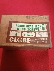 Vintage 1950s Globe #6x 5/8" Blued Head Iron Wood Screws 1 Gross Full Box NOS - Picture 1 of 3