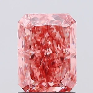 1.50 Ct Fancy Vivid Pink Color VS1 RADIANT IGI Certified Lab Grown CVD Diamond - Picture 1 of 12