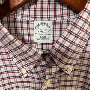 Camisa Brooks Brothers Para Hombre L Abotonada A Cuadros Roja Rosa Azul Manga Larga Usada en Excelente Condición - Imagen 1 de 7