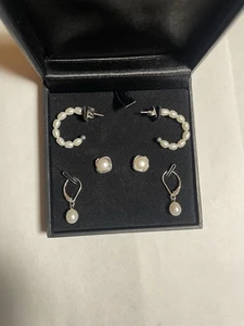 Honora 3er Set Süßwasserperlen & Sterling Silber Ohrringe Creolen, Ohrstecker & Hänger - Bild 1 von 5