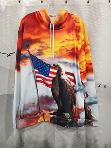 Unbranded Men's 2XL Long Sleeve Polyester Eagle Print Pull Over Hoodie - Picture 1 of 6