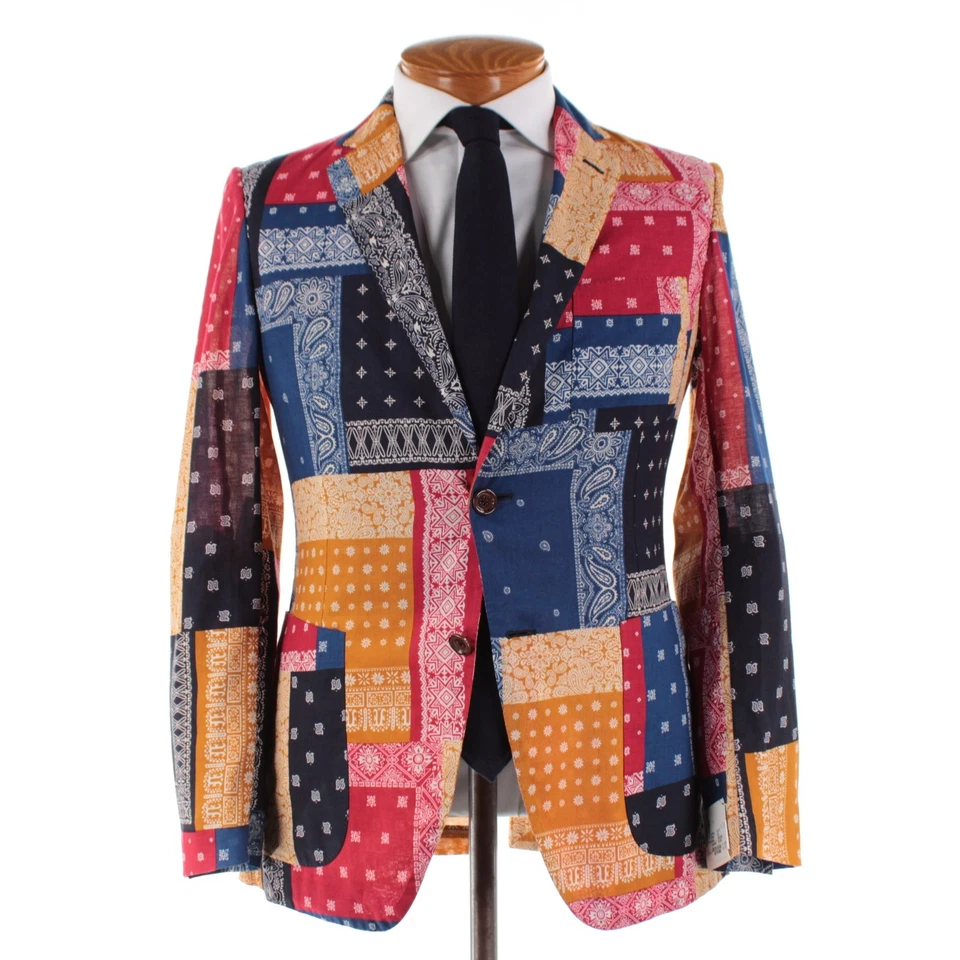 Abrigo Deportivo Belvest Nuevo con Etiquetas Algodón Talla 48R (38R EE. UU.) en Paisley Multicolor Bandana Foto 1 de 4