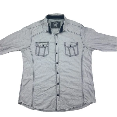Camisa BKE Hombres Abotonada XL Ajuste Estándar Blanca Negra Puntada Negrita Puños Negros Foto 1 de 4
