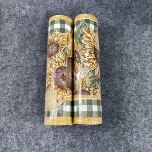 2 Rolls Sunflower Floral Wallpaper Border Yellow Flowers Green Gingham Check - Picture 1 of 9