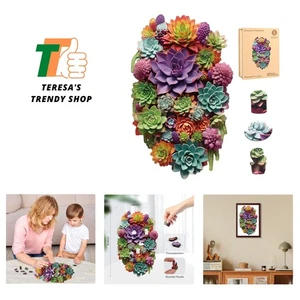 Sukkulenten Wasserfall Holzpuzzle, 1000 Teile Puzzle 28,1 Zoll x17,3 Zoll... - Bild 1 von 10