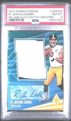 R. JOSHUA DOBBS 2017 PANINI PHOENIX GREEN ROOKIE  4/5 PATRIOTS AUTO PSA 8 POP 1 - Image 1 of 2