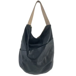 Christopher Kon Black Pebbled Leather Slouchy Hobo Shoulder Bag Women’s Preowned - Picture 1 of 5