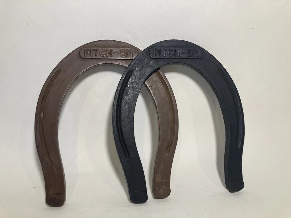 2 Vintage Rubber PITCH-EM Horseshoes Kids Toy Game Pieces - Image 1 of 1
