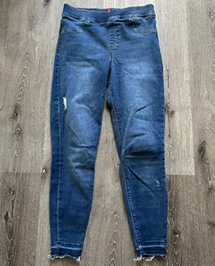 Pantalones de mezclilla ajustados al tobillo desgastados SPANX talla L lavado mediano 20203R - Imagen 1 de 12
