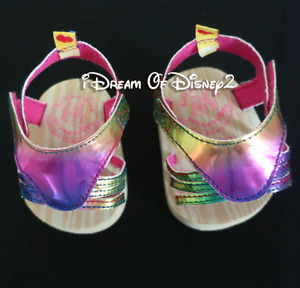Build-A-Bear METALLIC PLATFORM SANDALS RAINBOW WEDGES Colorful Teddy Shoes