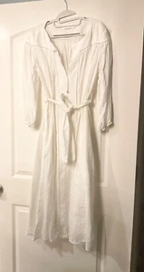 Zimmermann full linen midi dress v neck white cover up dress AU3 bust64 M to XL - Picture 1 of 7