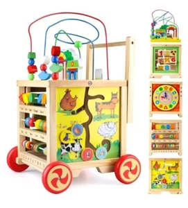 Wooden Activity Cube Baby Toddler Push Walker - Picture 1 of 12