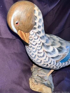 Vintage Blue Wing Drake Decoy Hand Carved Wood - Date Unknown (Beautiful) - Picture 1 of 9