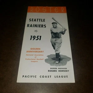 Copertina Rogers Hornsby Roster Seattle Rainiers 1951 buone condizioni! Originale - Foto 1 di 8