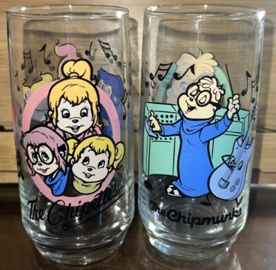 Набор из 2 винтажных коллекционных очков 1985 The Chipmunks & Chipettes - Изображение 1 из 3