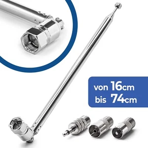74cm Teleskop Antenne Ersatz F Stecker DAB UKW Radio FM AM Auto Audio - Picture 1 of 3