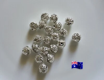 20pcs 6mm Silver Colour Round Rhinestones Rondelles Resin Loose Spacer Beads - Image 1 of 2