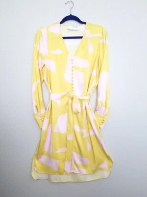 Anthropologie Selected Femme Dynella Dress V-Neck Modal/Viscose Yellow Sz S EUC - Image 1 of 4