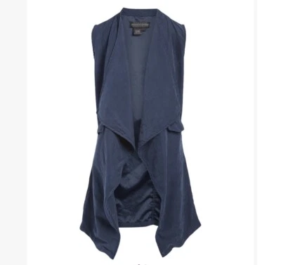 NWOT Live a Little Navy Drape Front Vest  US S - Image 1 of 4