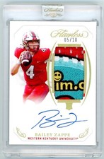 Bailey Zappe /10 Gold Rookie Patch Auto Panini 2022 Flawless Collegiate Football